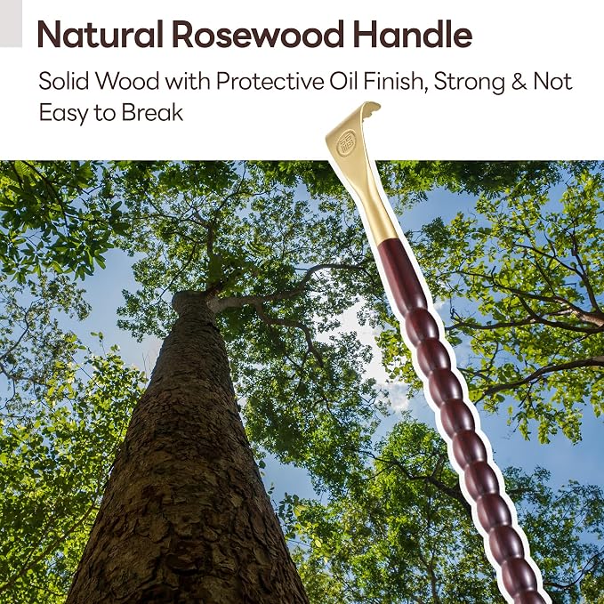 Tomorotec Back Scratcher Massager, Ebony Wood Brass Head Itch Relief 17.5" | African Blackwood, Splinter Proof, Cool Touch, Thoughtful Gift For Men Women, Red