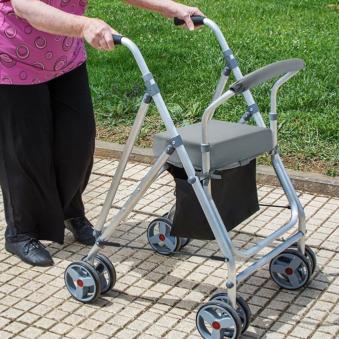BALAPET Non-Slip Rollator Walker Seat Cushion and Backrest Cover Set for Elderly,Thickened 3in Supportive Memory Foam Walker Seat Cushion, Walker Seat Accessories for Seniors(Gray)