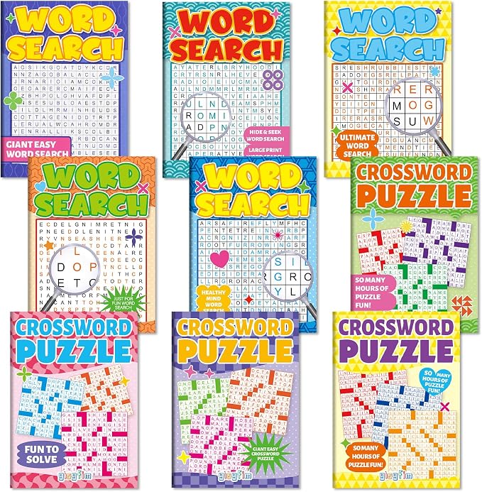 9 Pack Large WordSearch Puzzle Books for Adults Aging Seniors 6.5x9 Inches Word Find Puzzle Books with Large Print Words Activity Book Brain Games and Stress Relief(Variety Pack Bulk)