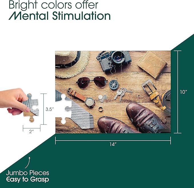Keeping Busy Large Piece Puzzles for Seniors Travel 35 Piece Puzzles for Dementia Patients | Color Coded Templates Dementia Activities for Seniors Alzheimers Products for Elderly Alzheimers Activities