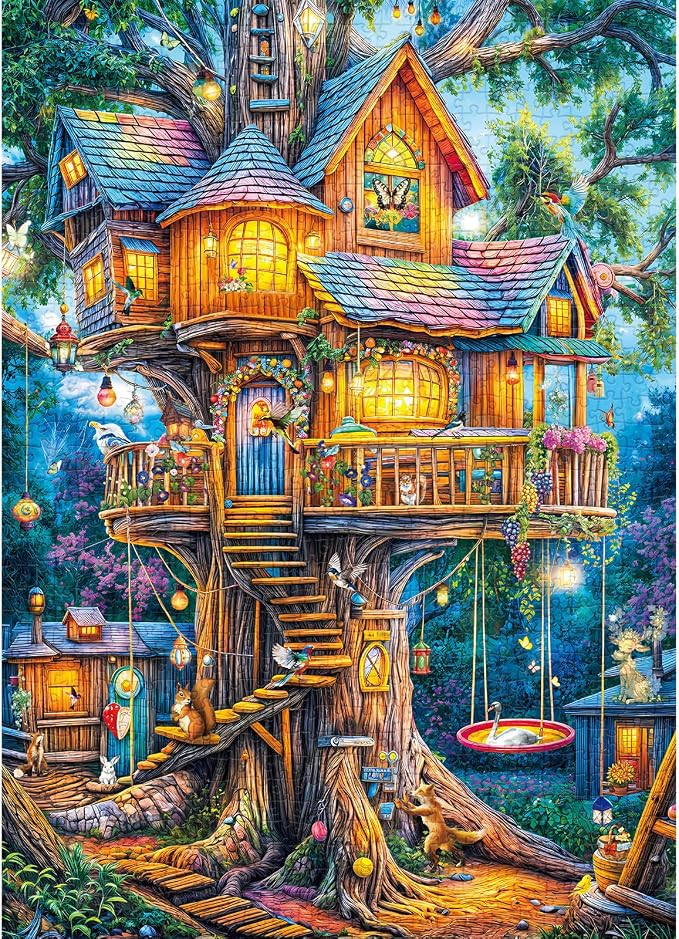 Puzzles for Adults 1000 Pieces, Elf Tree Jigsaw Puzzle with 1:1 HD Poster, Perfect Interlocking No Dust, Stress Relief Ideal Gift for Family Games