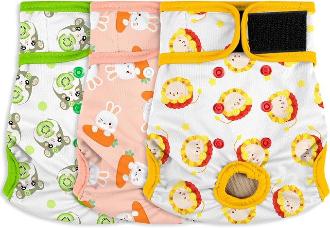 Female Dog Diapers - Premium Reusable Diapers for Doggie in Heat - Highly Absorbent for Pet Incontinence with Adjustable Snaps Rabbit, XL