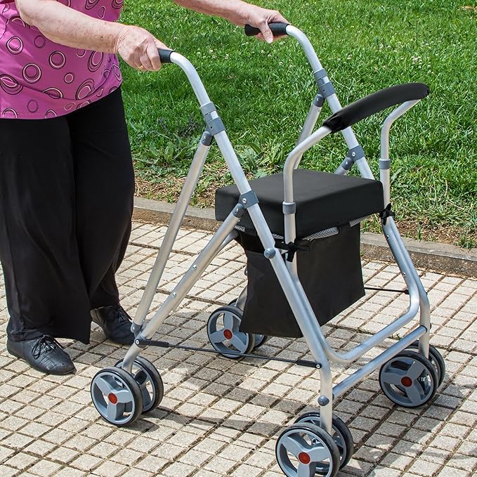 BALAPET Non-Slip Rollator Walker Seat Cushion and Backrest Cover Set for Elderly,Thickened 3in Supportive Memory Foam Walker Seat Cushion, Walker Seat Accessories for Seniors(Black)