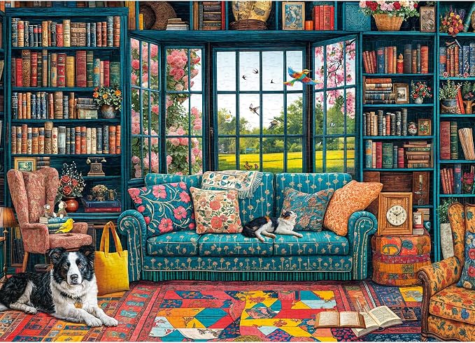 Puzzles for Adults 1000 Pieces,Cozy Study Jigsaw Puzzle with 1:1 HD Poster, Perfect Interlocking No Dust, Stress Relief Ideal Gift for Family Games