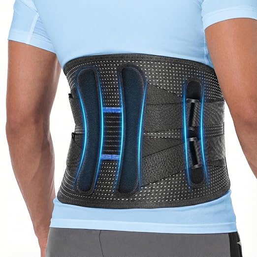 Fit Geno Back Brace for Lower Back Pain Men & Women: Adjustable Lumbar Support Brace for Pain Relief - Breathable Waist Belt for Comfort - XS/S