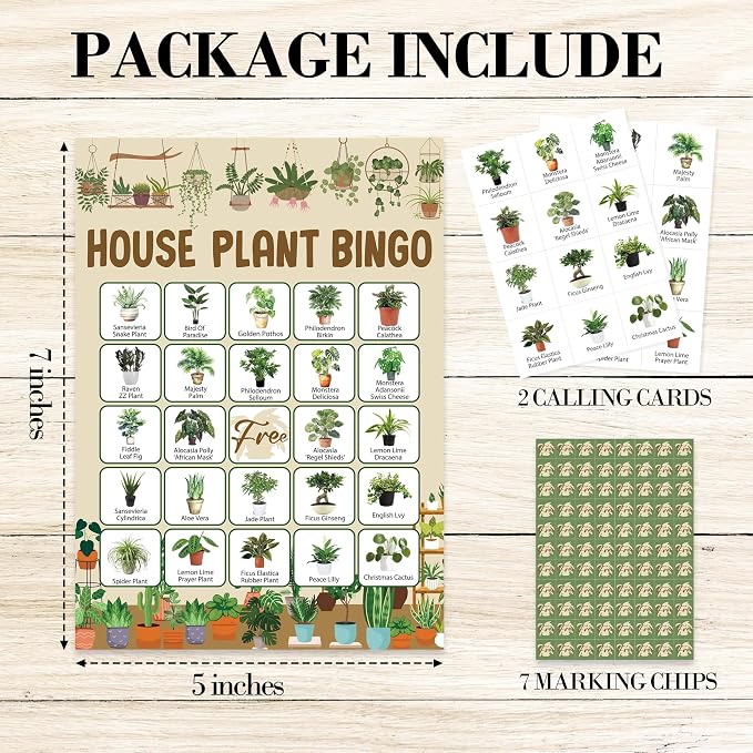 Plant Bingo Game Cards, Green House Plants Bingo Games for Adults, Greenery Bingo Cards Supplies, Birthday Party Decor Favors, Card Gifts for Plant Lover Friends Family Holiday, (Plant)