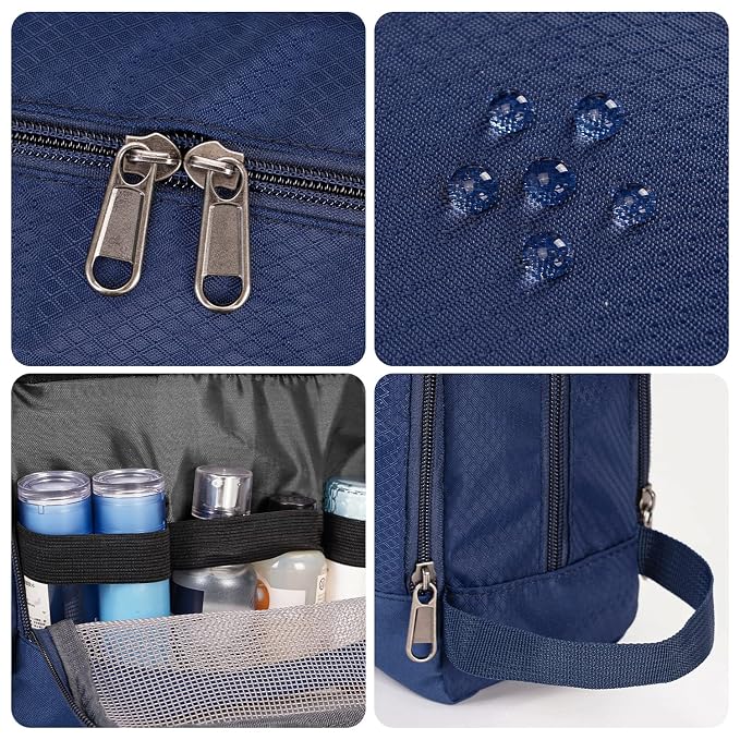WANDF Travel Toiletry Bag for Men, Small Dopp Kit for Toiletries | Water-Resistant Fabric, Travel Bag for Toiletries, Compact Storage, Shaving Accessories, Weekend Trips