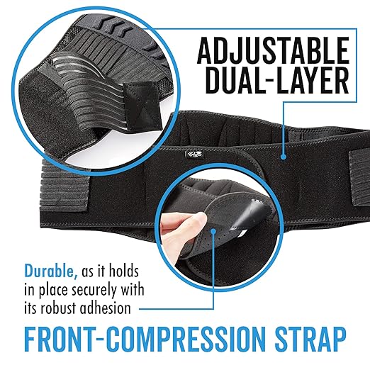 Bodyprox Lumbar Support Back Brace for Men and Women (Plus Size 50" - 70")