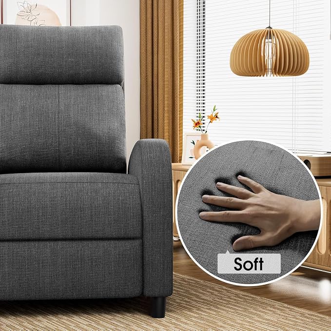 Homall Recliner Chair, Recliner Sofa Fabric for Adults Dark Grey Recliners | Massage Home Theater Seating with Lumbar Support, Reclining Sofa Chair for Living Room