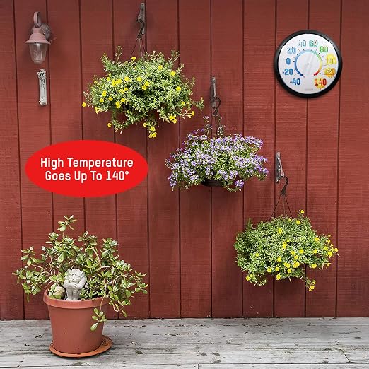 Springfield Big & Bold Outdoor Wall Thermometer, 13.25-Inch High Temperature Weather-Resistant Patio Thermometer with Easy-to-Read Colorful Display for Backyard, Porch, Garden, or Deck, White