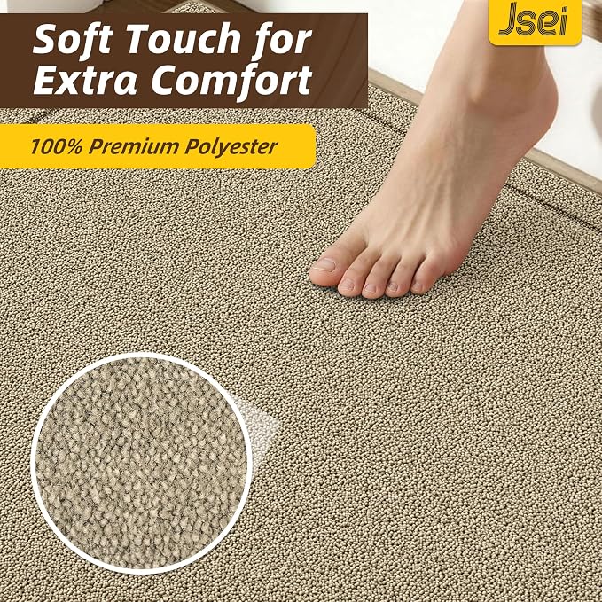 JSEI Non-Slip Stair Landing Rug Mat, 1-Pack 30" X 30", Light Beige | Edging Stair Treads Corner Indoor Stair Runners for Wooden Steps for Kids and Dogs, 100% Polyester, TPE Backing