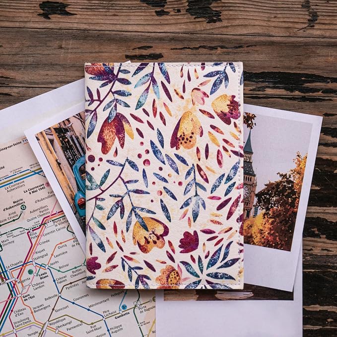 Passport Cover for Kids, Women and Men, Cute Travel Passport Holder (Flower Pattern)