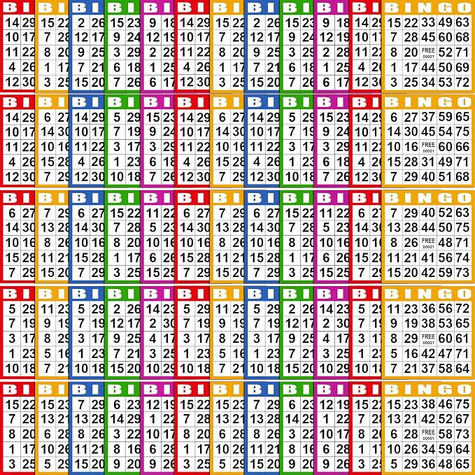 Harloon 2000 Sheets Bingo Paper Game Cards 20 Books 4"x4" Disposable Cards Suit for Family Game Nights Large Groups Activities (Bright Color)
