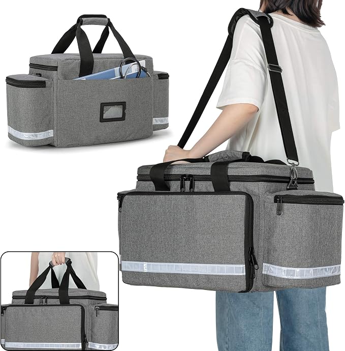 Trunab Trauma Bag with Dividers, EMT First Aid Pouch Medical Bag Empty,Grey | No-Scratch Bottom, Ideal for EMS/Paramedics, Empty Bag for Customizable Layout