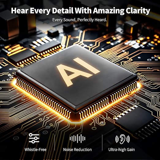 OTC Rechargeable Digital Hearing Aids for Seniors Adults | In-Ear Discreet Design, No Bluetooth Needed, Automatic Noise Cancellation, 6 Volume Levels, 4 Scene Modes, 60H Long Battery