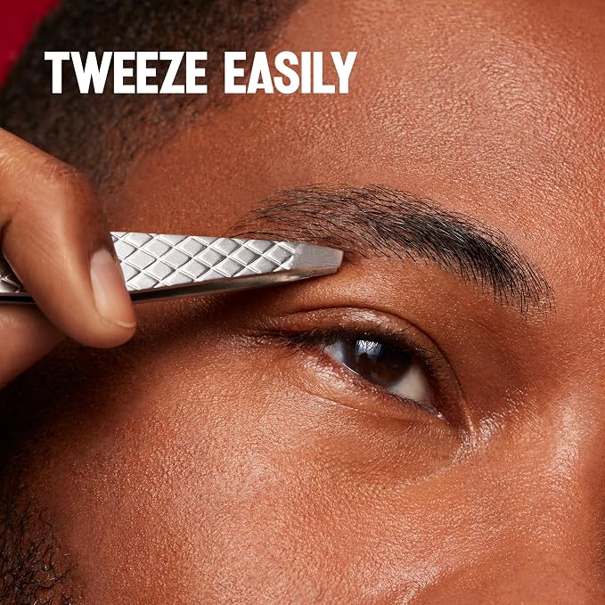 Revlon Slanted Tip Tweezers for Men, Ultra-Sharp for Precision Eyebrow Shaping and Facial Hair Removal, Larger Non-Slip Grip, Stainless Steel, 1 count