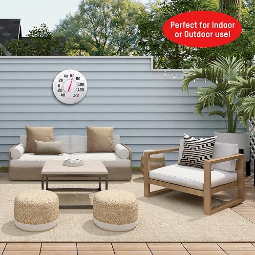 Taylor Big & Bold Outdoor Wall Thermometer, 13.25-Inch Weather-Resistant Patio Thermometer for High Temperature Readings, Easy-to-Read Numbers for Garden, Porch, Deck, Backyard, or Indoor Use, White