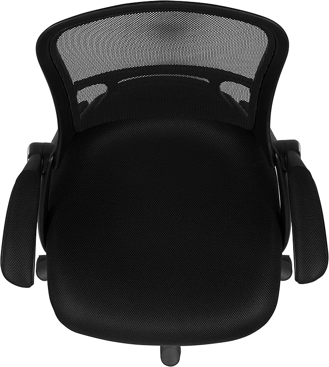 Flash Furniture Porter High Back Black Mesh Ergonomic Swivel Office Chair with Black Frame and Flip-up Arms