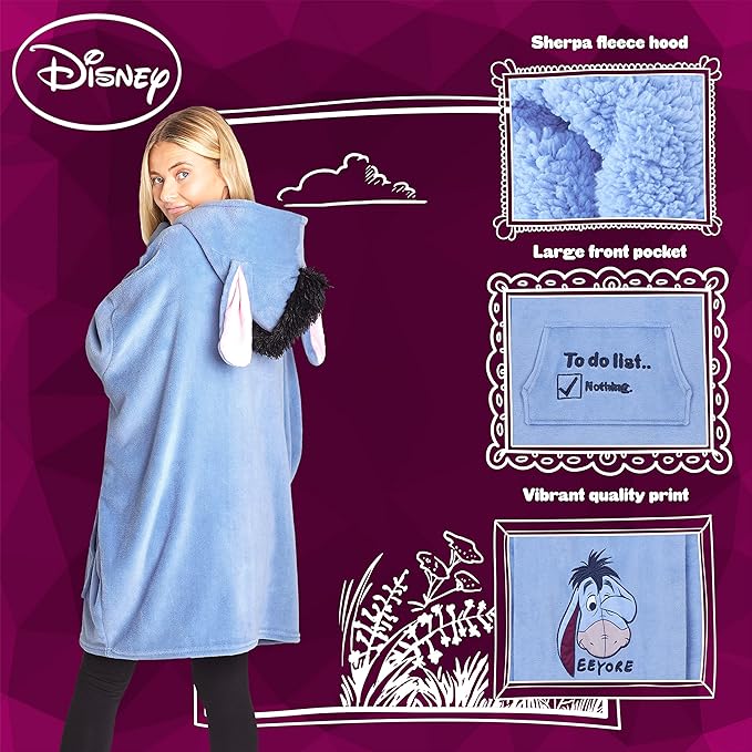 Disney Stitch Blanket Hoodie for Women Teens, Wearable Oversized Fleece Hooded Poncho with Pocket, Cozy Gifts for Women