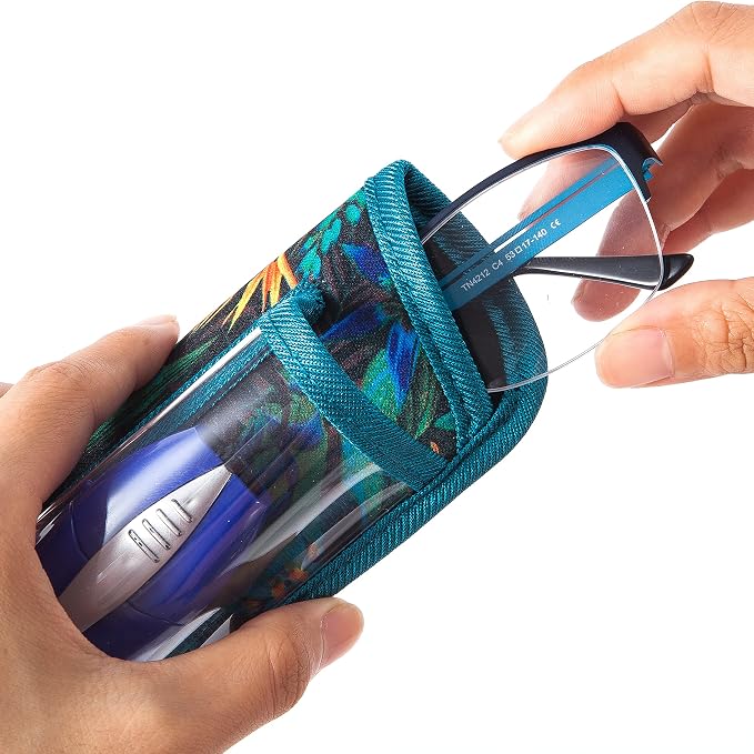 TRIUMPH VISION Reading Glasses Pouch Eyeglass Sleeve Soft Case Slim 3 Pack | Alternative to Bulky Case Lightweight，Neoprene Lined Padded Protect Optical lens Slip in, Cute Pattern Portable for Daily Use