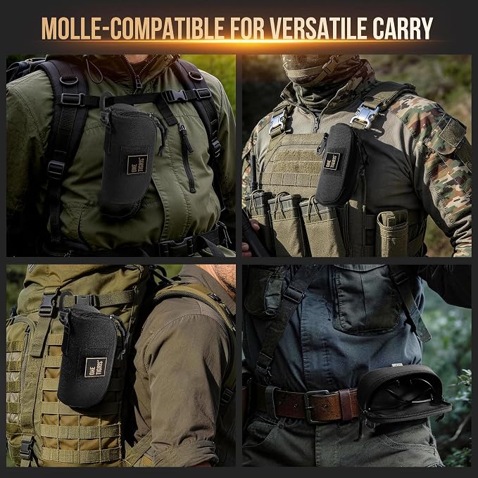 ONETIGRIS Tactical Hard Shell Eyeglasses Case Molle Zipper Sunglasses Pouch Shockproof Crush Resistant for Outdoor Activities