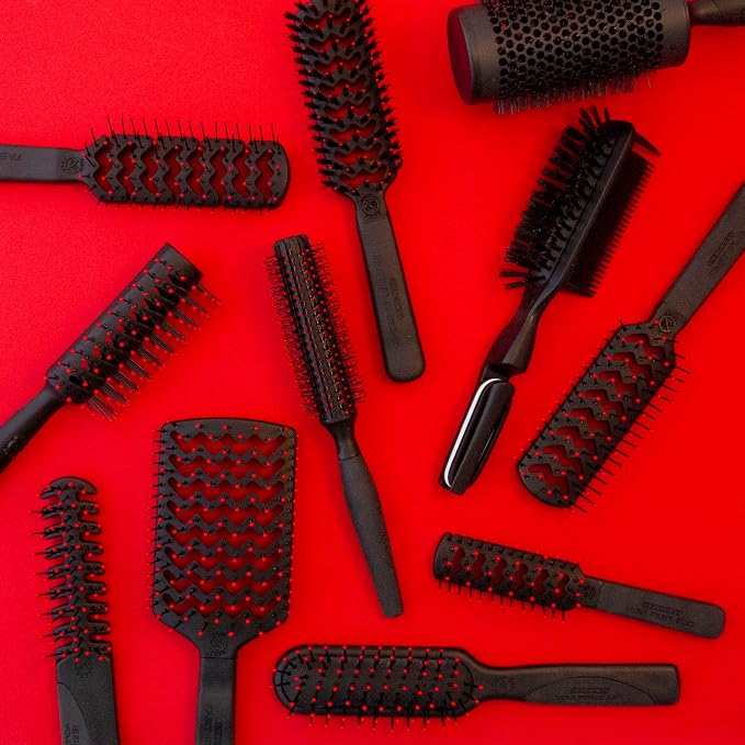 Cricket Static Free Tunnel 9-Row Vented Hair Brush for Blow Drying and Styling - Ideal for Long, Short, Thick, Thin, Curly, Straight, Wavy, and All Hair Types