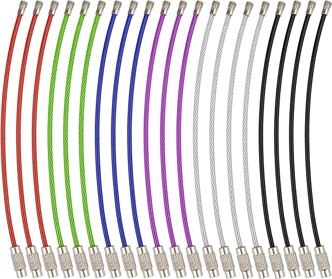 Wisdompro Wire Keychain Cable, 4.3/6.3 Inch Stainless Steel Wire Keyrings | Heavy Duty Wire Key Rings Metal Wire Cable Key Chain Loop for Luggage Tags, Keys, Crafts and ID Tags
