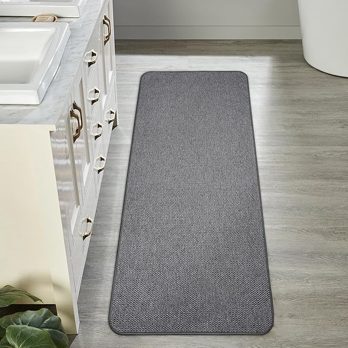 Bath Mat,Ultra Thin Bathroom Runner Rugs,Large Bath Mats for Bathroom,Quick Dry,Non-Slip,Machine Washable,Low Pile,Bath Rug,Shower Outside,Sink,Home Decor Accessories.Dark Grey,2'x5'（24x60inch）