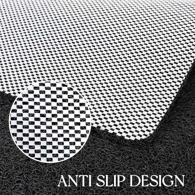 Bathtub Mat Non Slip, 47x17 Inch Shower Mats for Inside Shower, PVC Loofah Bathroom Mat Quick Dry with Drain Hole, Phthalate-Free Bath Mats for Shower Bathroom Tub and Wet Areas (Black)