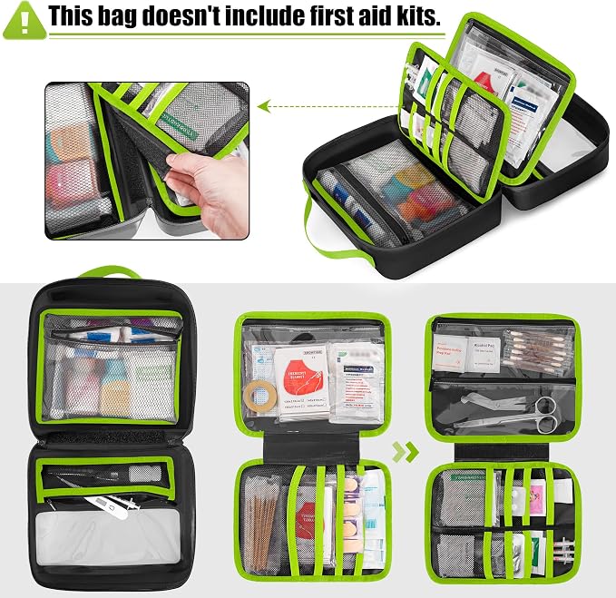 Marscamd Waterproof Empty First Aid Bag with a Detachable Panel | Small Medical Bag with Molle System, Green (Bag Only)