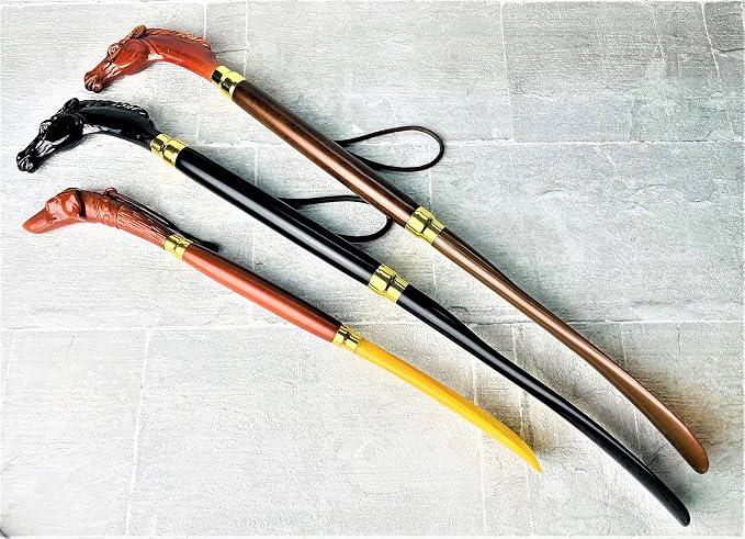 Shoe Horn Long Handle for Seniors [ Made in Japan ] 17.32 inch Stylish Design (Long Handled Shoehorn for Men) (Hunting dog design(17.32 inch))