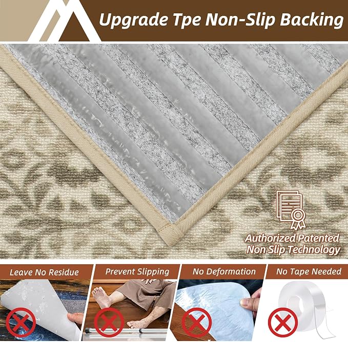 COSY HOMEER Stair Treads for Wooden Steps Indoor with TPE Backing,4Pcs | Non-Slip Carpet Stair Treads, Soft Peel and Stick Stair Runners,Pet-Friendly Stair Runner Washable Reusable,Vine