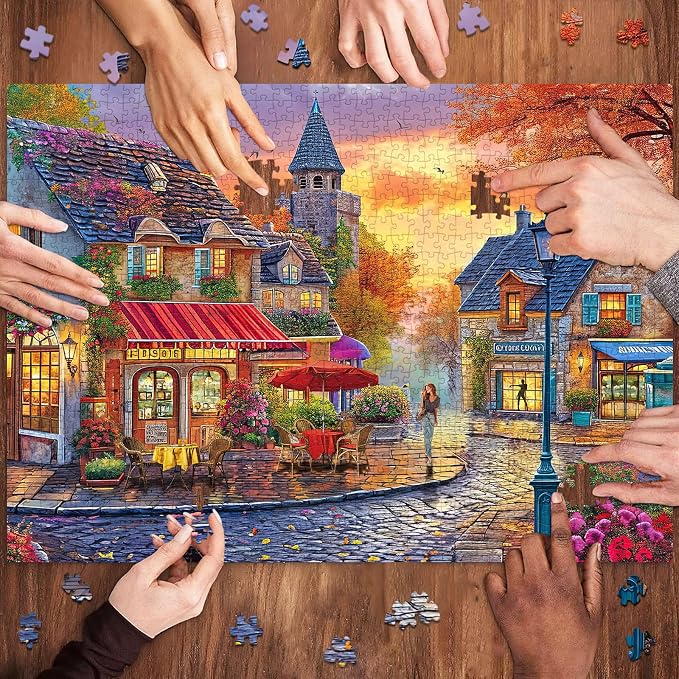 Puzzles for Adults 1000 Pieces,The Streets of Autumn Jigsaw Puzzle with 1:1 HD Poster, Perfect Interlocking No Dust, Stress Relief Ideal Gift for Family Games