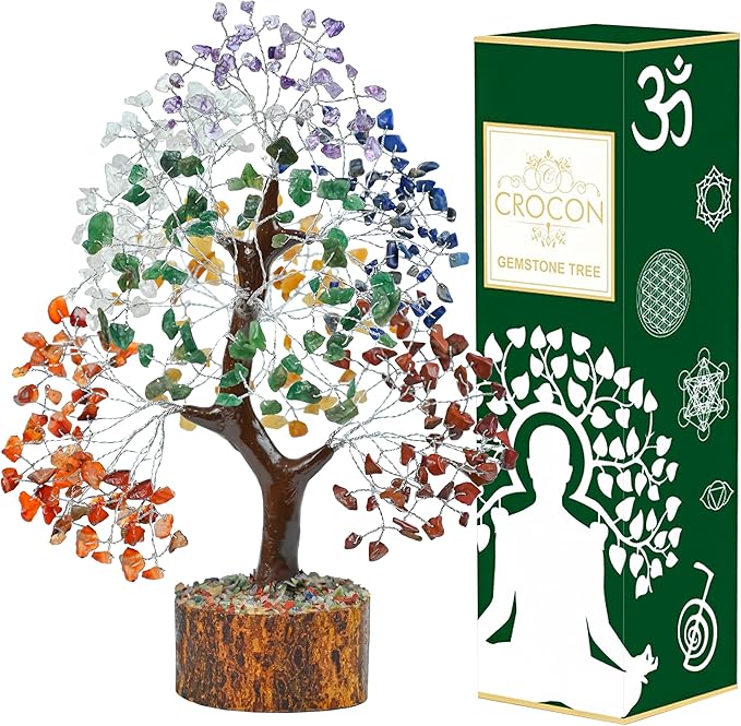 Crocon Seven Chakra Tree of Life for feng Shui Tree Crystals and Healing Stones, Room & Home Decor Housewarming Present Spiritual Birthday Gifts for Women, Sister Gifts for Women