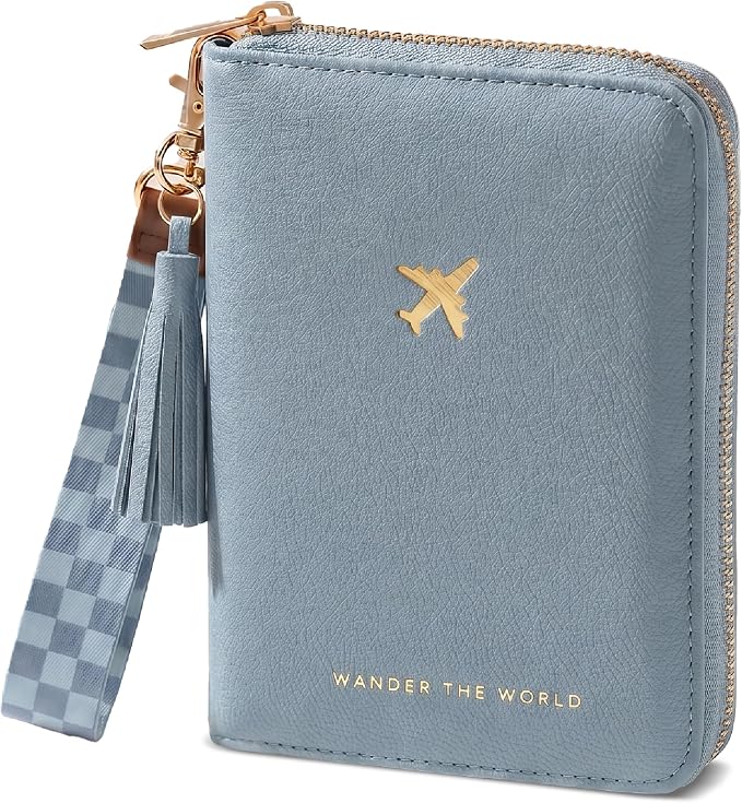 Beautiful Passport Holder And Travel Wallet with Wristlet Strap | All-in-One Organizer for Women Holds up to 4 Passports, w Card Slots and Keychain - RFID Blocking Keeps Documents Safe