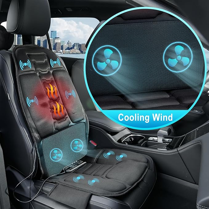 Back Massager with Heat for Pain Relief Deep Tissue, Portable Massage Chair Cushion and Seat Pad for Office, Gifts for Men & Women for Home Use