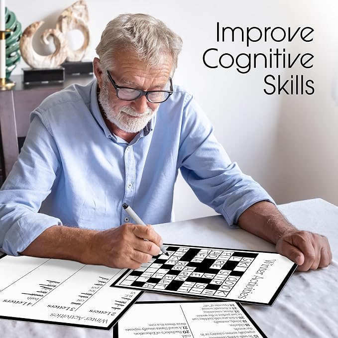 Keeping Busy Crossword Dementia Activities for Seniors | Alzheimer Products for Elderly Patients | Fun Memory Game Toy & Cognitive Brain Puzzle for Senior Citizens w/Memory Loss or Alzheimers