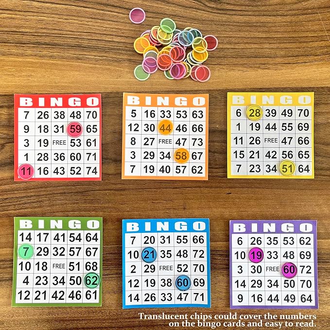 SEETOOOGAMES Magnetic Bingo Chips Tokens - 600 Pieces 6 Color Transparent Magnetic Chips for Classroom - 19mm Mixed Color