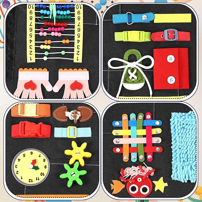 Shyyween Fidget Apron for Elderly Fidget Blanket for Dementia Alzheimer's Therapy Activity Apron Anxiety Relief supplies (Black)
