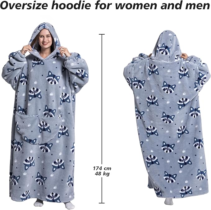 Blanket Hoodie, Long Hooded Blanket Sweatshirt as Birthday Gifts for Women Men, Long Wearable Blanket for Women Men.