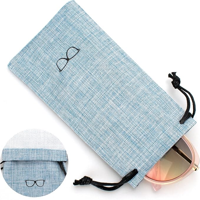 Vemiss Hard Shell Sunglasses Case, Large Linen Fabric Protective Glasses Case for Men Women