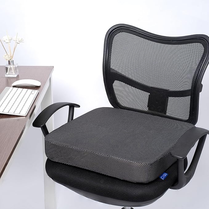 Ifoam Gel Infused Memory Foam Layer Wheelchair Cushion - Seat Cushion for Wheelchair-Office Chair, Kitchen Chair-Pressure Sore and Tailbone Pain Relief-High Dense Polyfoam Base (Black, 18×18×3 inch)