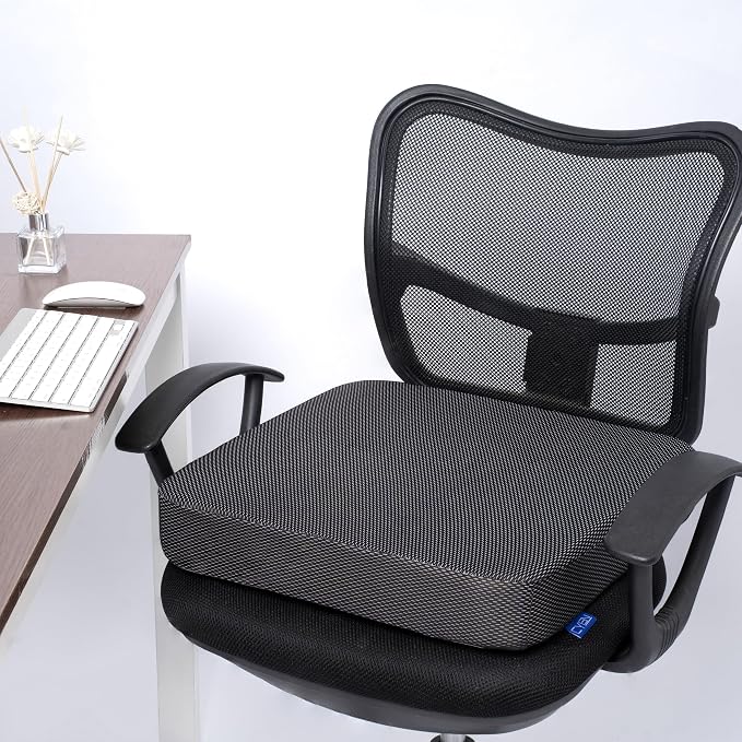Ifoam Gel Infused Memory Foam Layer Wheelchair Cushion - Seat Cushion for Wheelchair-Office Chair, Kitchen Chair-Pressure Sore and Tailbone Pain Relief-High Dense Polyfoam Base (Black, 20×20×4 inch)