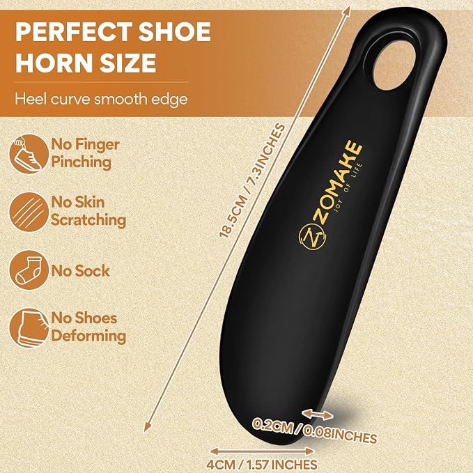ZOMAKE Plastic Shoe Horn for Kids Men Women,Travel Small ShoeHorn Size,Portable Shoe Spoon Boot Horn Helper 7.3"