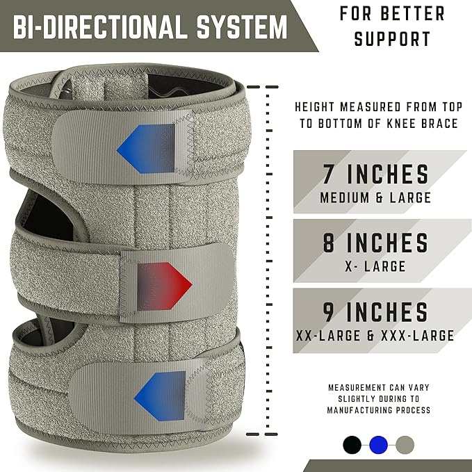 TechWare Pro Knee Brace Support - Knee Braces for Knee Pain. Relieves ACL, LCL, MCL, Meniscus Tear, Arthritis, Tendonitis Pain. Dual Stabilizers Non Slip Neoprene. Adjustable Bi-Directional Straps -5 Sizes