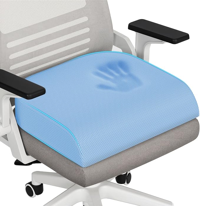 TranquilRelax XL Memory Foam Seat Cushion for Office Chair, 3.35-Inch, Light Blue