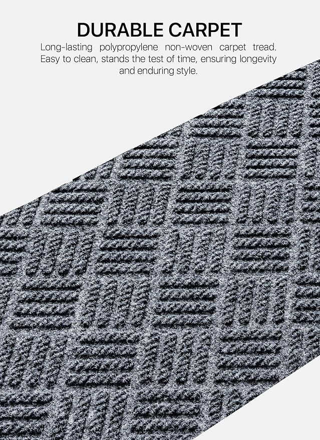 FINEHOUS Outdoor Stair Treads Non-Slip 35”x10” (6-Pack) – Carpet Treads with Rubber Backing Diamond Grey