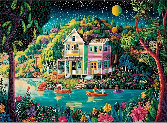 500 Piece Puzzles for Adults,Mountains Lake Cottage Jigsaw Puzzles | Nature Puzzle 500 Pieces for Teens Adults Seniors, Forest Valley Puzzle for Adults, Summer Vacation Puzzle Game Toy Gift