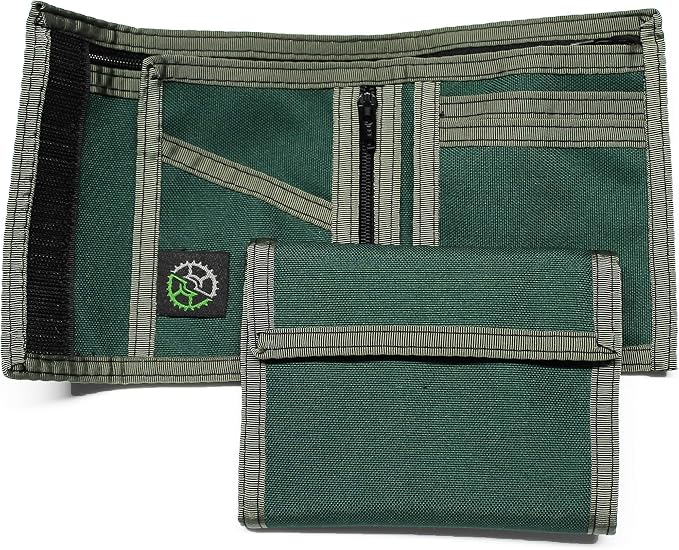 Sprocket Nylon Billfold Wallet with Zippered Pockets (Green)