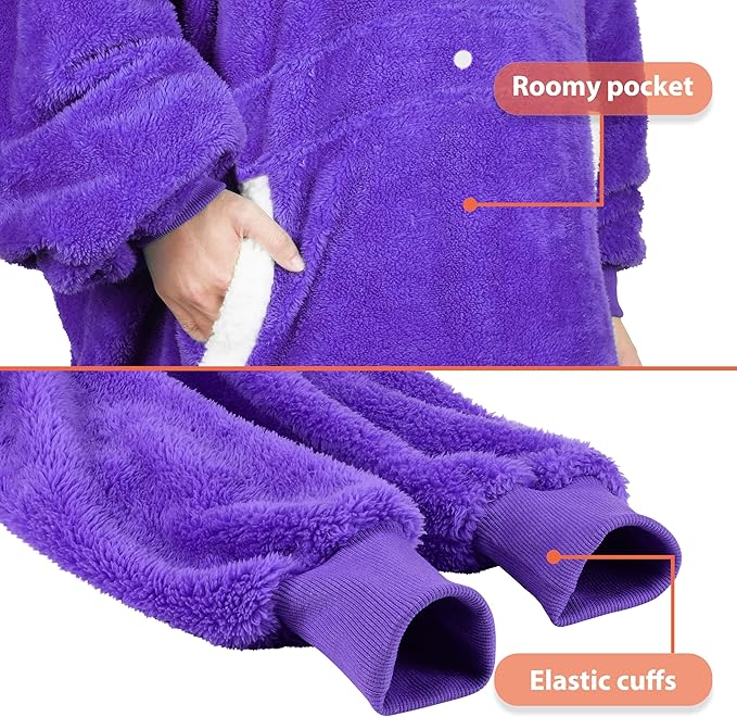Catalonia Oversized Blanket Hoodie Sweatshirt, Wearable Sherpa Lounging Pullover for Adults Women Men